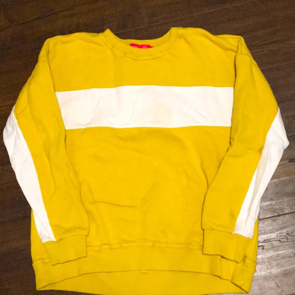 Mustard Yellow/White crewneck hoodie